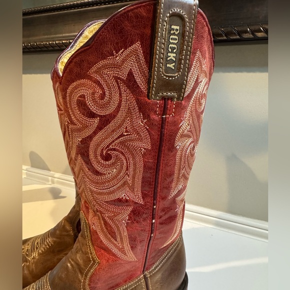 Rocky HandHewn Women's Square Toe Western Boot size 7 M Red Cranberry - Picture 4 of 13